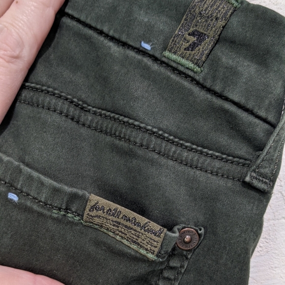 7 for All Mankind Blair Dark Green Soft Brushed Cotton Super Skinnies - Picture 2 of 14